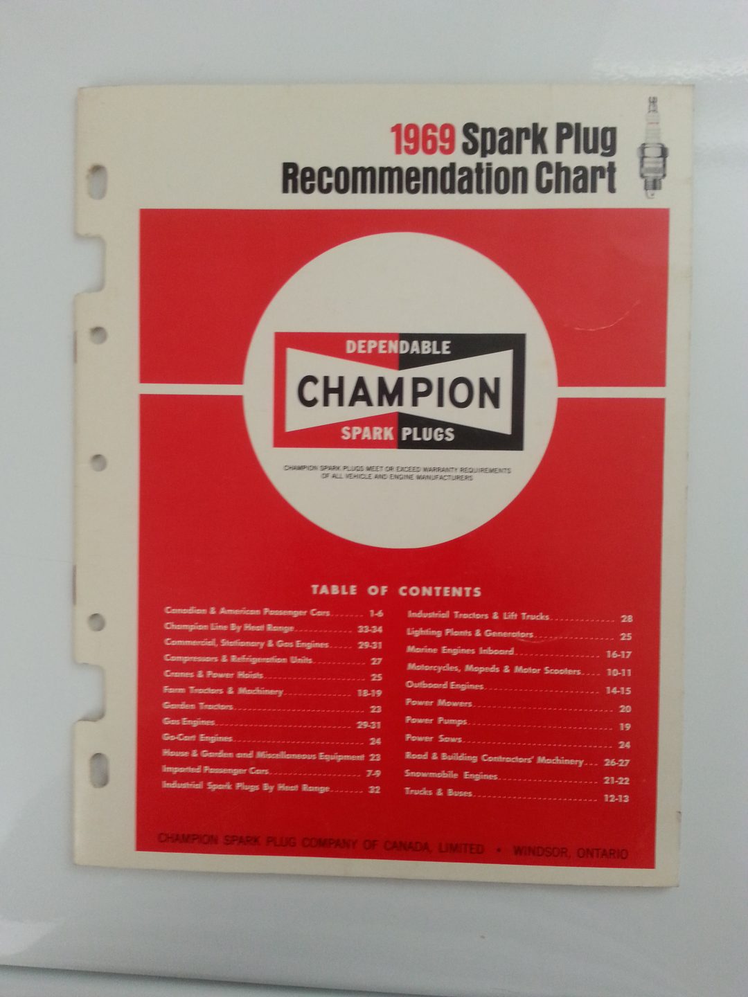 1969 Champion Spark Plug Chart Vintage Ignition