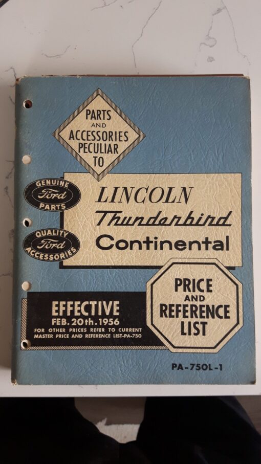 56 Thunderbird Parts & Accessories Price & Reference List