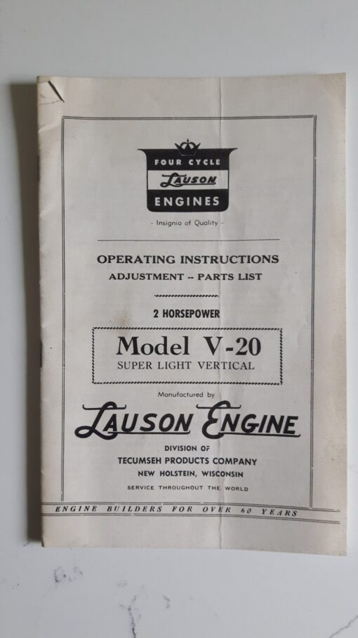 50 Lauson V-20 Operating Instructions